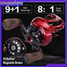 Sougayilang Baitcasting Pesca Carretilha alta velocidade 8: 1 Relação da engrenagem super suave Baitcasting Reel com 10 Botão magnético do freio 10 Rolamentos Baitcast Reel
