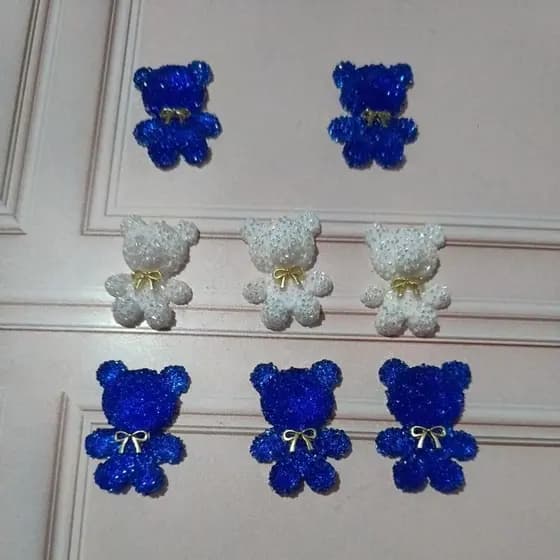 Aplique Ursinho Açucarado para acessórios Infantis  10 Unidades | Cores Brasil | Azul, amarela,Branco e Verde