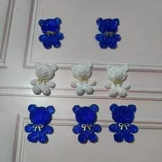 Aplique Ursinho Açucarado para acessórios Infantis  10 Unidades | Cores Brasil | Azul, amarela,Branco e Verde