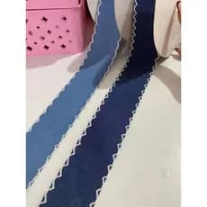 Fita Jeans Decorativa 38mm Nº9 com Borda Branca | Ideal para Laços e Artesanato (2m ou 4m)