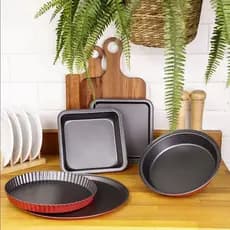 Conjunto de Assadeiras Vermelha Aço Carbono 5 Peças Milano