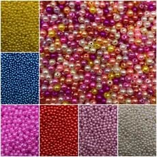 Miçanga Pérola Abs com furo 5mm - 1260 Unidades - 70 Gramas