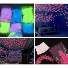 Estrelas Neon que Brilham no Escuro Fluorescentes Decoração de Quarto para Teto de Criança 100 unidades Com Cor sortido