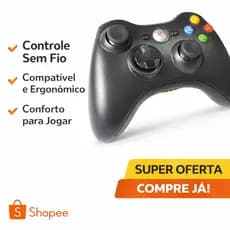 Controle Xbox 360 Sem Fio com Alcance de Até 9 Metros para PC e Xbox AEIOUOFERTA