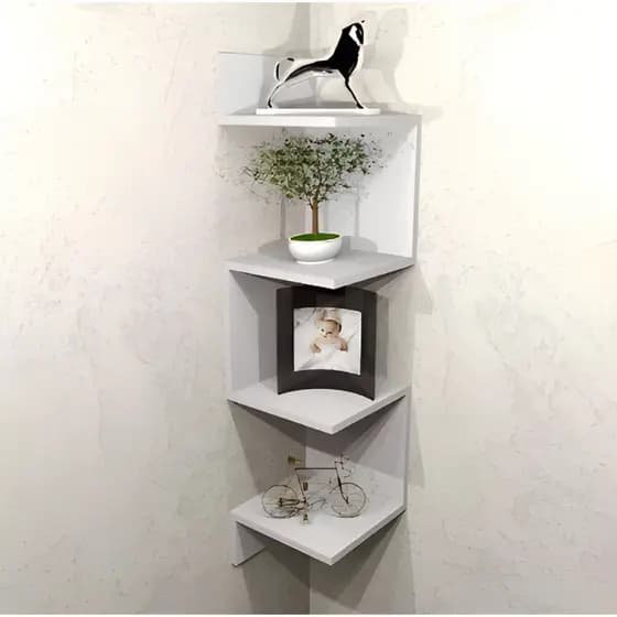Nicho De Canto Prateleira Vertical Tipo Estante Livros Parede Sala Quarto Mdf Branco