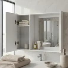 Armário para Banheiro e Lavabo Pequeno Compacto 1 Porta com Espelho Espelheira Funcional LUNIM