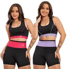 Conjunto academia feminino fitness (top e short) ciclista