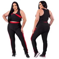 Conjunto Fitness Feminino Calça Legging Top Nadador Plus Size