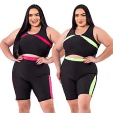 Kit 2 Conjunto Academia Feminino Fitness (top e short) PLUS SIZE