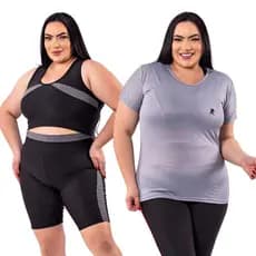 Kit Conjunto Academia Feminino Fitness PLUS SIZE + Camiseta Dry fit Feminina Academia