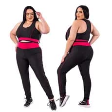Conjunto Fitness Feminino Calça Legging Top Nadador Plus Size