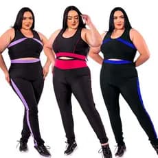 Kit 3 Conjunto de Academia Roupa fitness PLUS SIZE Top e Calça Fitness