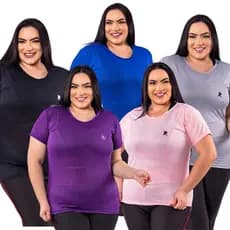 kit 5 Blusas Plus Size Dry Fit Academia Camiseta Fitness