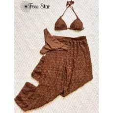 conjunto biquíni com calça saída de praia