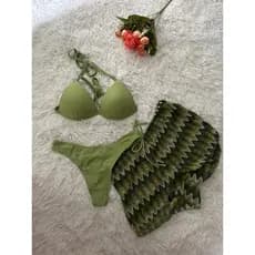 biquini com shorts 3 peças triquini conjunto 3 peças P M G GG moda praia