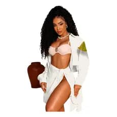 Saída De Praia Feminina Camisa E Saia Ajustável
