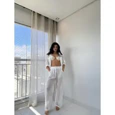 Conjunto Saída De Praia Blusa E Calça Feminino