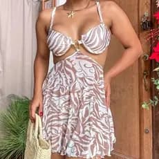 conjunto biquíni três peças tule saída de praia vestido