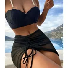 Saida de praia mini saia toda de tule com grapiado regulagem
