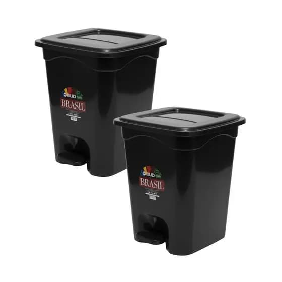 Kit Lixeira com Pedal Plástico 13L Cozinha Banheiro Escritório Cesto de Lixo Resistente