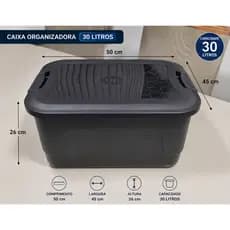 Kit 02 Caixas Organizadoras 30 Litros com Tampa e Travas Resistente e Duravel