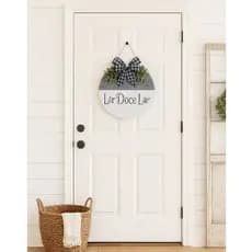Placa para porta de entrada da casa ou apto - Lar Doce Lar - branca e cinza
