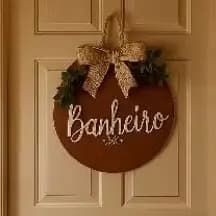 Placa de porta banheiro enfeite de porta de banheiro ou lavabo