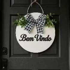 Adorno decorativo enfeite | placa de porta de entrada para apartamento casa guirlanda de bem vindo estilo farmhouse