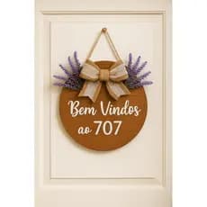 Placa para porta de entrada apto com número personalizada com lavandas