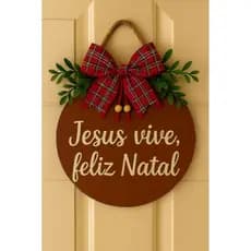 Guirlanda de Natal Jesus Vive Feliz Natal 30cm