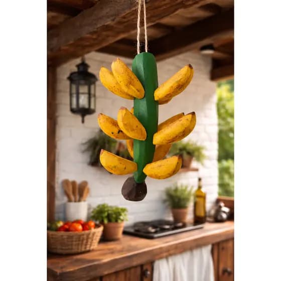 Penca de Banana Decorativa de Madeira para Pendurar | Decoração Rústica Cozinha Fazenda Farmhouse