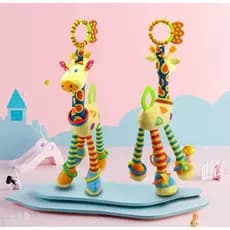 Girafa macia animal mão sino chocalho de pelúcia bebê cama pendurado brinquedos do bebê treinamento brinquedo sensoriais