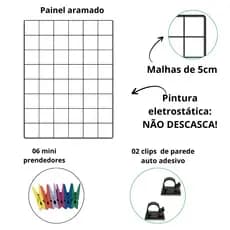 Memory Board Em Tela Aramada Grade de Fotos Com Suporte e Mini Prendedor Colorido