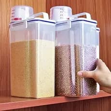 Pote Hermético com Medidor 2L Dispenser Porta Mantimento Ração Grãos Arroz Feijão Multiuso
