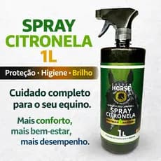 Spray Repelente Citronela 1L Para Cavalos Equinos Afasta Moscas Brilho Gatilho Agro Montaria