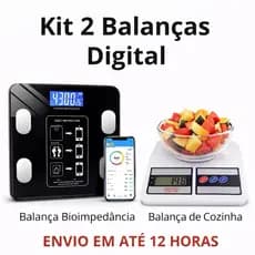 Kit 2 Balanças Digital Bioimpedância + Cozinha Precisão Controle Dieta Emagrecimento