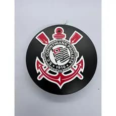 Placa Decorativa Escudo Corinthians Relevo - Enfeite  para Quarto, Sala , Chaveiro para Mochila ou Carro Timão Premium