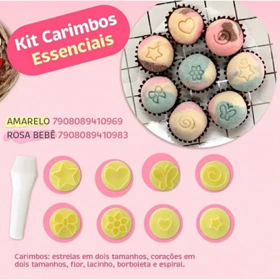 Kit Carimbo Essencial BlueStar marcador de brigadeiro doces biscuit pasta americana biscoitos