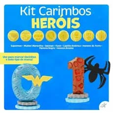 Kit Carimbo Heróis BlueStar marcador de brigadeiro doces pasta americana biscoito biscuit