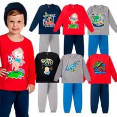 Kit 6 Peças Inverno | 3 Blusas De Frio + 3 Calças Moletom Menino Conjunto Infantis Promo Frio