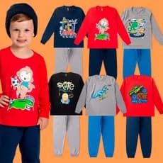 Kit 6 Peças - Infantil Meia Estação Conjunto Menino | 3 Blusas De Frio + 3 Calças Moletom
