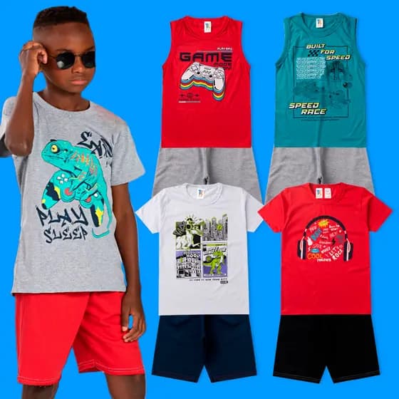 Kit 3 Conjuntos Juvenil Menino | Masculino Verão Fresquinho 10 ao 14