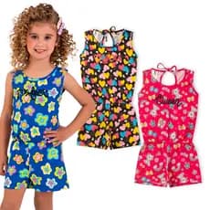 Kit 4 Macaquinhos em Algodão Roupa Infantil Menina Verão - Macacão Curto - Qualidade e Conforto