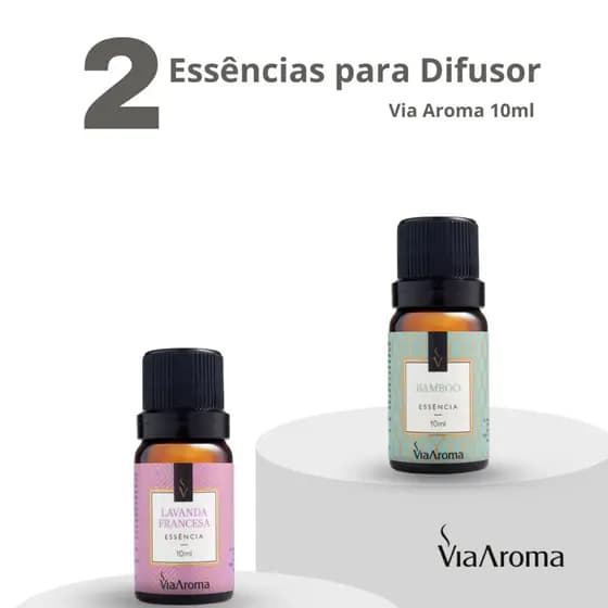 Kit 2 Essências Via Aroma para aromatizador difusor elétrico para Ambientes 10ml