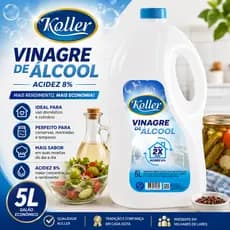 Vinagre de Álcool 5L Koller 8% – Multiuso, Limpeza, Odor, Cozinha e Casa