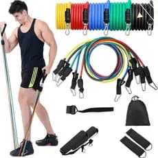 Kit  elástico extensor resistência equipamento de treino em casa kit fitness | musculação elástico multifuncional exercício físico fisioterapia acessório de treino PROMOÇÃO