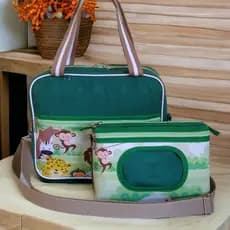 Bolsa maternidade com a necessaire do bebê / Kit maternidade tema Safari / Bolsa + necessaire