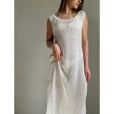 Saida de Praia Longa em Tricot Vestido Longo Com Fenda Tricô Saida Verão