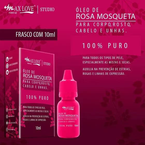 Óleo de Rosa Mosqueta 100% Puro 10ml Max Love