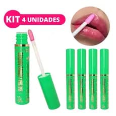 Kit Gloss Brilho Labial com 4 Batom Líquido Mágico Hidratante